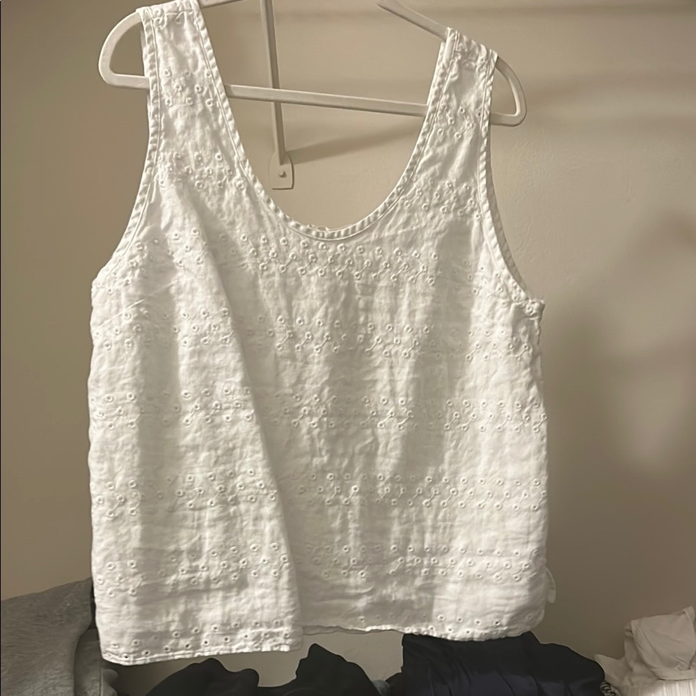 Everlane White Eyelet Tank Top